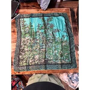 Vintage Women's Multicolor Floral Print Silk Scarf